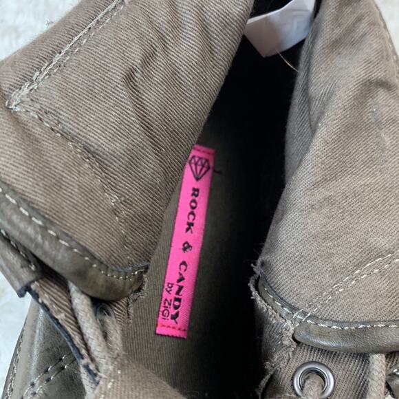 Rock and Candy Spray Paint lace accent combat Moto boots, size 8 - Picture 4 of 10